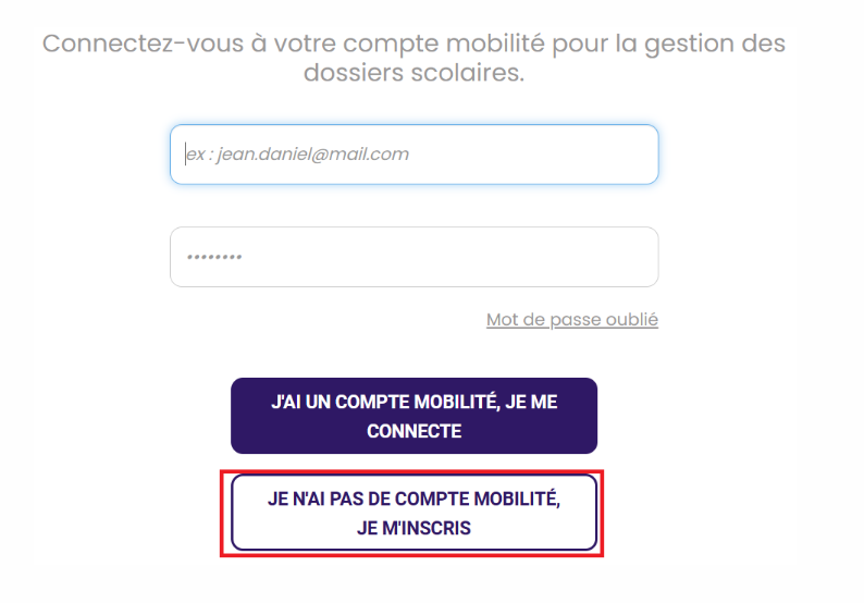 page de connexion où ils vous demandent votre adresse mail et mot de passe